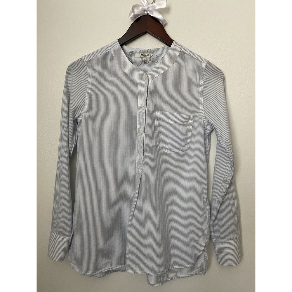Madewell white & blue striped blouse